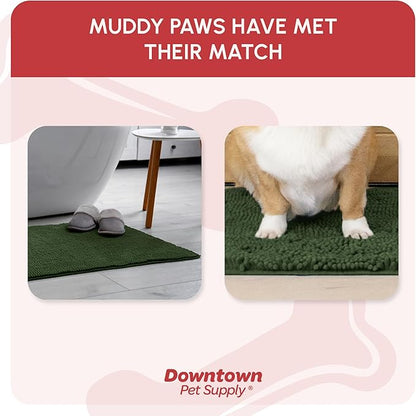 My Doggy Place Dog Mud Mat, 31" x 20" Chive – Thick Microfiber Entry Rug for Snow, Mud & Salt – Absorbent, Quick-Dry, Washer-Safe & Non-Slip, Medium