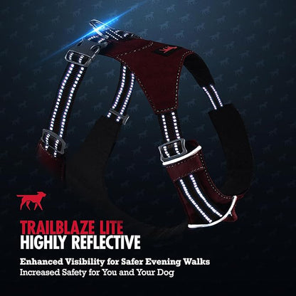 Tuff Pupper All-Day Wear Dog Harness | for Walking, Trail Running, Hiking | Front & Back Leash Clips | Reflective Trim | Easy On/Off Buckles | Lightweight Breathable | No Pull Design (XS, Red)