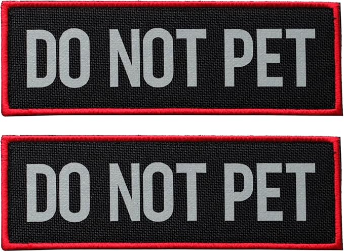 2 Pcs Reflective Do Not Pet Patch with Hook and Loop Backing, Embroidered Border with Printed Lettering Patch for Dog Vest Harness Working Dogs (6 x 2 inches)