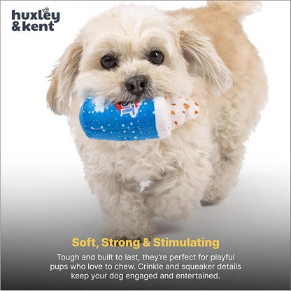 Huxley & Kent Funny Dog Toy w/Squeaker – Power Plush Squeaky Dog Toys for Small Dogs – Durable Small Stuffed Animal for Indoor Play & Fetch - Tiny Tuff Arctic Blast Treat