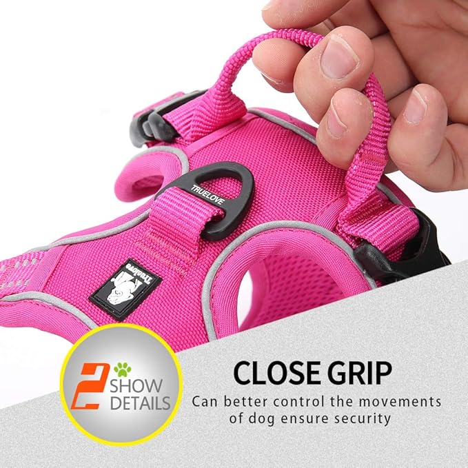 JUXZH Truelove No Pull Dog Harness with Easy Control Handle and 2 Leash Attachments,Reflective Adjustable Pet Vest