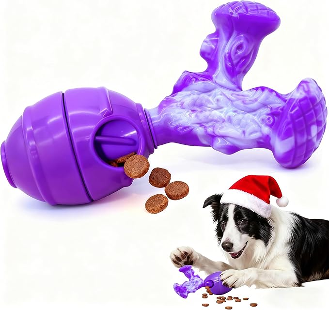 BoYoYo Interactive Dog Toys to Keep Them Busy, 3 in 1 Dog Puzzles for Smart Dogs, Treat Dispensing Toy for Large Dogs, Tough Chew Toys for Aggressive Chewers, Medium & Large Breeds, Bacon Flavor