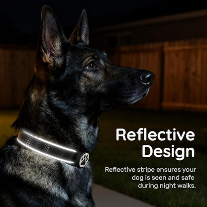 Reflective Dog Collar with Air tagholder, IPX8 Waterproof Air tagholder | Ultra-Durable | Soft Padded | Safety Locking Buckle | Fit Large Dogs (Black L(15.7"-23.6"))