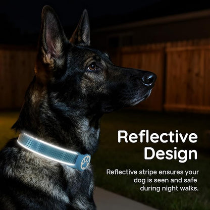 Airtag Dog Collar, IPX8 Waterproof Air Tag Dog Collar Holder | Reflective Ultra-Durable | Soft Padded | Safety Locking Buckle | Fit Miedium Dogs (Blue M(12.6"-19.6"))
