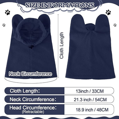 Clysee Winter Dog Hats Quiet Ears for Dogs Ear Muffs Pet Neck Warmer Scarf Hoodie Noise Protection Cover Beanie Head Wrap Costume for Pet Dog Cats(Dark Blue,XL)