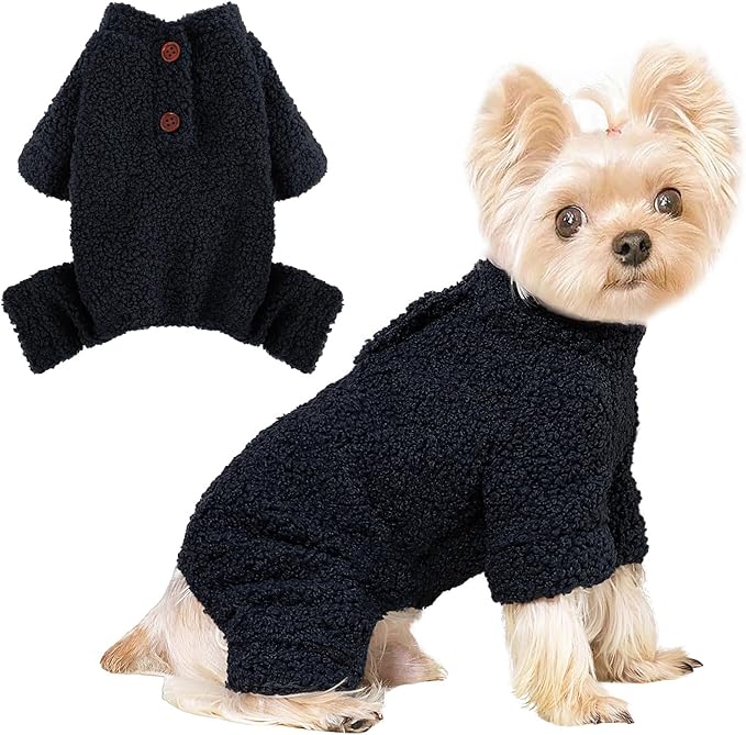 Dog Sweaters for Small Dogs Winter Dog Pajamas Sized Dogs Boy Girl Fleece Pet Clothes Puppy Outfit 4 Legs Jumpsuits for Chihuahua Yorkie Cat Apparel, Blue, M