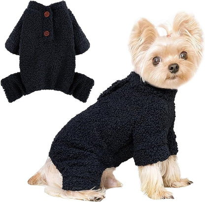 Dog Sweaters for Small Dogs Winter Dog Pajamas Sized Dogs Boy Girl Fleece Pet Clothes Puppy Outfit 4 Legs Jumpsuits for Chihuahua Yorkie Cat Apparel, Blue, M