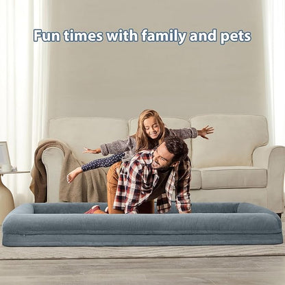 WNPETHOME Human Dog Bed for Adult, Washable Dog Couch with Removable Waterproof Cover, Orthopedic Large Pet Sofa Bed with Bolster Sides for Sleeping