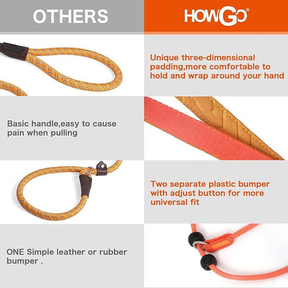Howgo Dog Slip Lead Dog Leash, Training Leash, No-Pull Lightweight Slip Lead and Collar, Heavy Duty & Durable, Padded Handle, for All Breeds (Brown, 5FT)