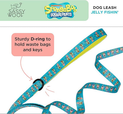Sassy Woof Spongebob Squarepants™ Jelly Fishin' Dog Leash 60-Inch with Neoprene Padded Handle - Comfortable, Durable, and Stylish for Small to Large Dogs - Officially Licensed