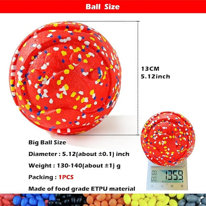 CAISHOW Dog Ball Squeak Toys (Bell Ball 5.12in Red)