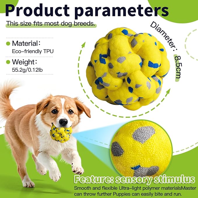 Moonorange Upgrade Dog Balls Interactive Toys for Aggressive Chewers, Indestructible Tennis Durable Bouncy for Fetch Game, Lightweight Floating, Yellow