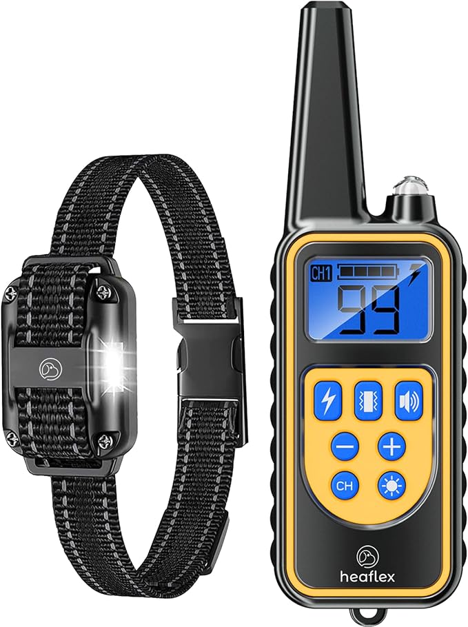 Heaflex Electric Dog Training Collar with Remote 1640FT, E-Shock, Safe Training Modes, Rechargeable IP67 Waterproof Collars for 1 Dog (Black)