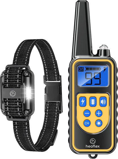 Heaflex Electric Dog Training Collar with Remote 1640FT, E-Shock, Safe Training Modes, Rechargeable IP67 Waterproof Collars for 1 Dog (Black)