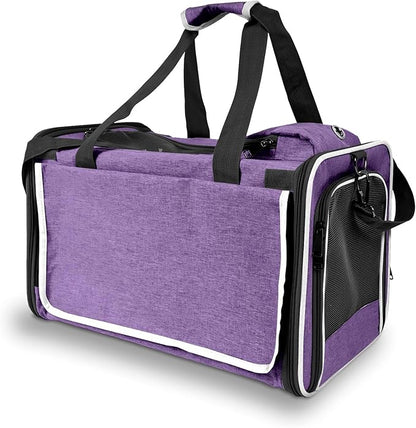 GAPZER Carrying Bag for Yorkie Dog Travel Kennel Ventilated Softside Pet Carrier Tiny Dog Crate for Teacup Poodle 12lb Large Kitty Transport Cage with Cover Chihuahua Supply Purple