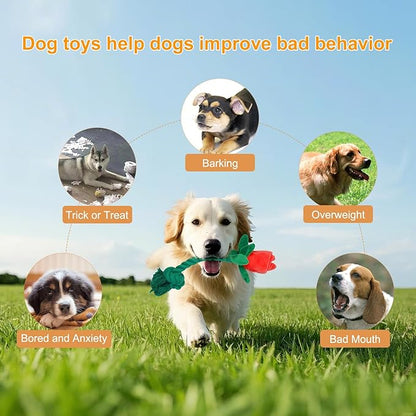Rose Flower Plush Squeaky Dog Toys with Crink Paper for Small Medium Large Dogs