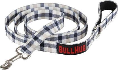 BULLHUG 6 FT Bulldog Leash with Padded Handle. Perfect for Bulldogs, French Bulldogs, Pugs & All Breeds. Leashes for Walking, Training Lead for Bulldogs (Tan Plaid)