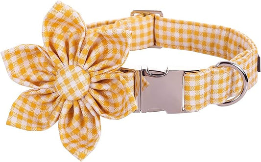 Lionet Paws Dog Collar with Flower, Soft and Comfortable, Adjustable Collar for Large Dogs Girl, Neck 16-24 inches