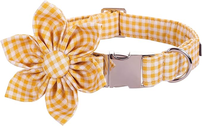 Lionet Paws Dog Collar with Flower, Soft and Comfortable, Adjustable Collar for Small Dogs Girl, Neck 10-16 inches