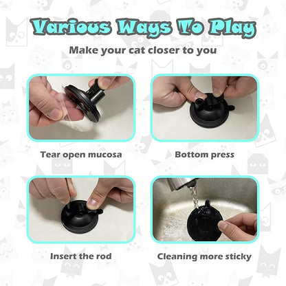 Greoil Interactive Cat Toys for Bored Indoor Adult Cats, 3 in 1 Cat Toys for Bored Cats,7 Pack Cat Teaser Cat Toys, Cats Toy Feather, Super Suction Cup Detachable with Balls and Birds