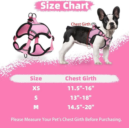 PUPTECK No Pull Dog Harness Small Sized Dog, Adjustable Reflective Escape Proof Easy Control, Comfortable Soft Padded Step in Pet Vest Harness, Pink, XS