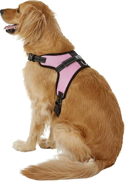 No Pull Reflective Adjustable Dog Harness with Handle- Comfortable Soft All Weather Mesh, Easy On Puppy Harness for Small Medium and Large Dogs (Pink) X-Large