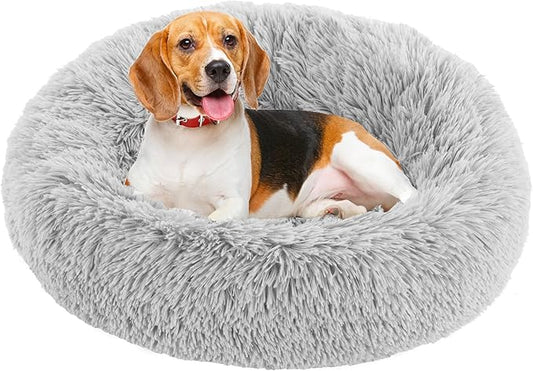NEWBULIG 37.4x37.4 Inch Dog Bed Large Sized Dog, Donut Shape Cat Beds for Indoor Cats with Washable, Anti-Slip, Faux Fur