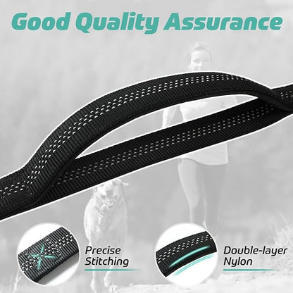 rabbitgoo Tactical Bungee Dog Leash with Shock Absorption, Military Training Leash with 2 Padded Control Handles for Medium Large Dogs, 5.2FT, Black