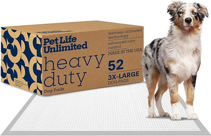Pet Life Unlimited Heavy Duty Triple Extra Large Puppy Pads – 36" x 36", 52 Count (3XL) | Dog Training Pads with Odor Controlling Wetness-Activated Wild Bergamot Scent | USA Made