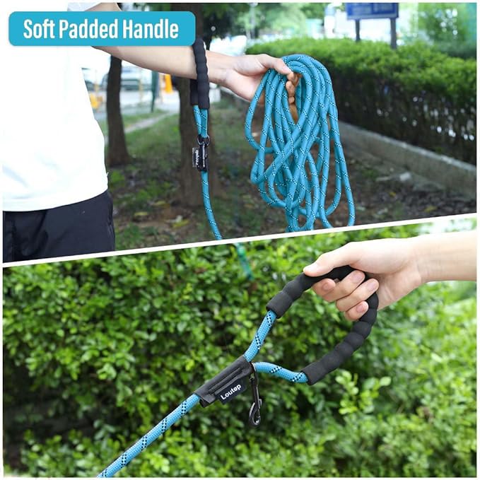 Long Leash for Dogs 10ft 16ft 30ft 50 Feet 100 Foot Tie Out Check Cord Recall Obedience Rope Lead Extra Longline Long Dog Leash for Small Medium Large Dogs Outdoor Training Camping Tracking