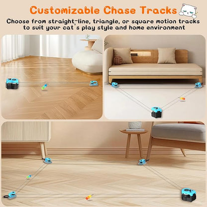 ITSHINY Upgrade Interactive Cat Toys - Automatic Cat Toys for Bored Indoor Adult with Remote Control, 3 Speeds, Indoor Cat Chase Hunting Feather Toys for Fitness, Playtime & Energy Release (Sky Blue)