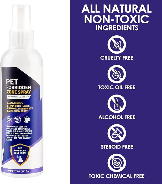 Bitter Apple Spray for Dogs to Stop Chewing, 175ML No Chew Spray for Dogs, Natural Dog Deterrent Spray for Pet Behavior Training, Indoor & Outdoor Safe, Alcohol Free/Non-Toxic/No Sting & No Smell