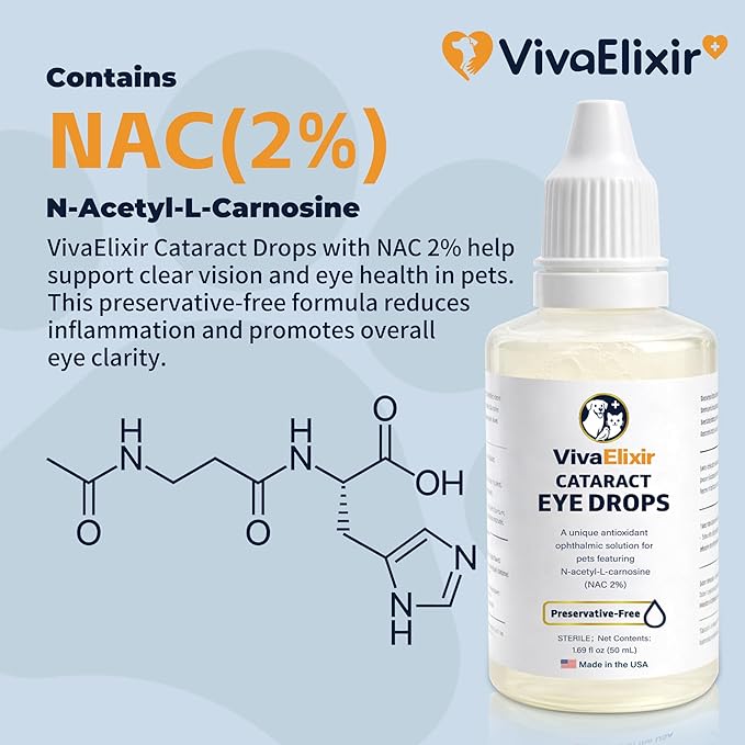 Dog Eye Drops, Cataract Eye Drops for Dogs, Daily Eye Care for Moisture, Comfort & Cleanliness, Tear Stain Support, Lubricating Ophthalmic Solution & Sodium Hyaluronate, Gentle Formul -50ML