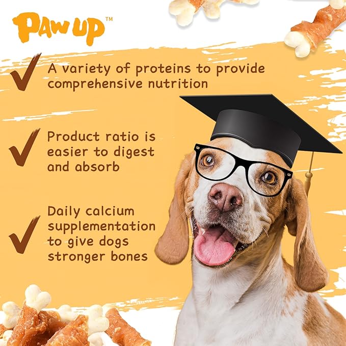PAWUP Chicken Wrapped Puppy Chew Bones, Digestible Soft-Core Dental Chews, Real Chicken, Gentle Teething Treats for Small & Medium Dogs, 12.5 oz