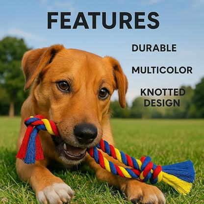 PAWPOURRI Dog Rope Toys Heavy Chew Toys for Medium and Large Breed Dogs, Durable Rope Toy Set for Teething, Chewing Support and Interactive Play (4 pcs Dog Toys Combo)