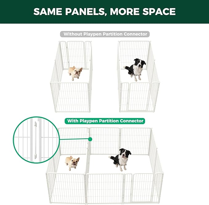 FXW Homeplus Unleashed Indoor Dog Playpen - Stress-Free and Safe Play, Heavy Duty 32 Inch 12 Panels with Connectors (Pack of 2) for Puppy and Small Dogs, White│Patented