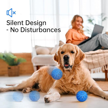 Interactive Dog Toys Dog Ball, Durable Motion Pet Toys for/Small/Medium/Large Dogs, Christmas Birthday Gifts, Automatic Moving, Bouncing and Rotating, E-TPU Material, IP54 Waterproof (Blue)