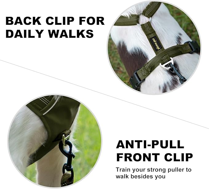 Plutus Pet No Pull Dog Harness, Reflective Adjustable Dog Vest Harness with Handle, Escape Proof, Soft Padded for Small Medium Large Dogs (Ranger Green, S)