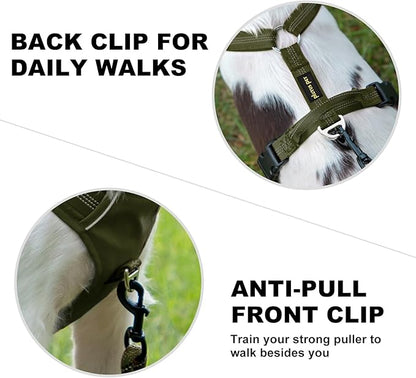 Plutus Pet No Pull Dog Harness, Reflective Adjustable Dog Vest Harness with Handle, Escape Proof, Soft Padded for Small Medium Large Dogs (Ranger Green, S)