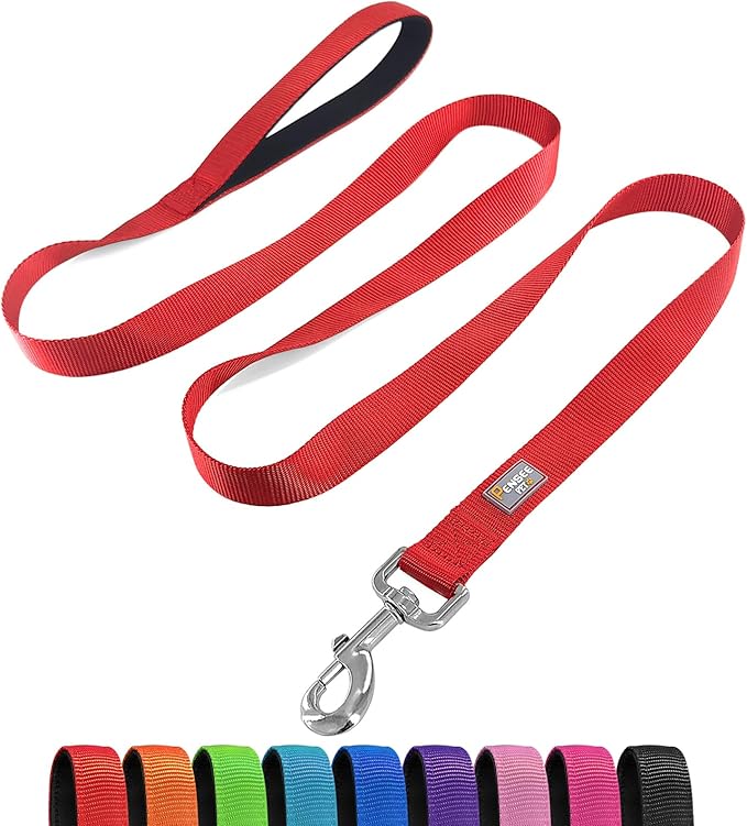 Basic Dog Leashes 6 FT Padded Handle Nylon Dogs Leashes for Large Dogs Red