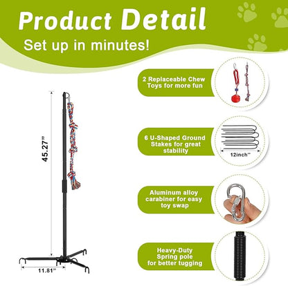 Olpchee Outdoor Tug of War Dog Toy, Tether Interactive Dog Tug Toy Backyard Heavy-Duty Dog Solo Play Exercise Toy for Large Medium Dogs