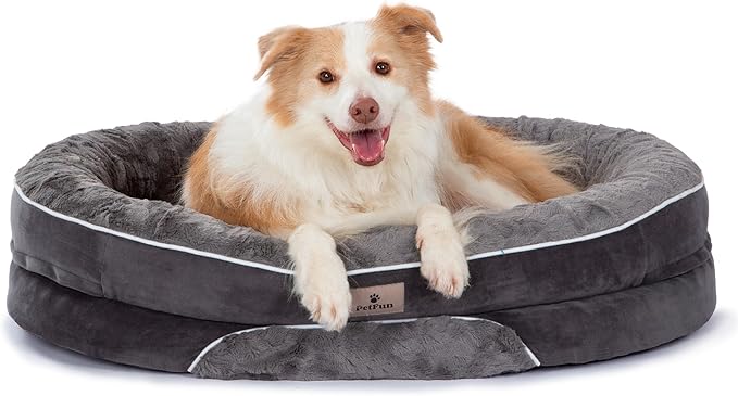 PetFun Orthopedic Dog Bed Couch for Large Sized Pets with Egg Foam Support, Four-Sided Bolster Cushions, Soft Tear-Resistant Fabric, and Removable Machine Washable Plush Cover