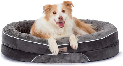 PetFun Orthopedic Dog Bed Couch for Large Sized Pets with Egg Foam Support, Four-Sided Bolster Cushions, Soft Tear-Resistant Fabric, and Removable Machine Washable Plush Cover