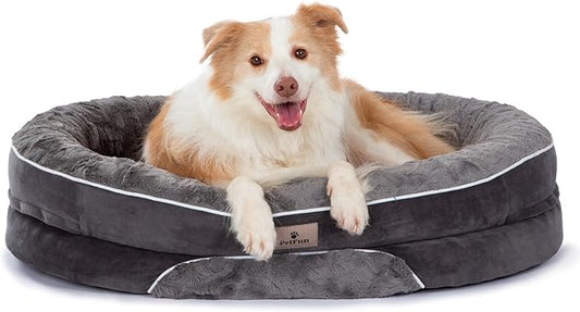 PetFun Orthopedic Dog Bed Couch for Large Sized Pets with Egg Foam Support, Four-Sided Bolster Cushions, Soft Tear-Resistant Fabric, and Removable Machine Washable Plush Cover