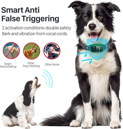 FAFAFROG Bark Collar, Rechargeable Dog Bark Collar with 5 Adjustable Sensitivity and Intensity Beep Vibration, Anti Barking Collar for Small Medium Large Breed Dogs (Green)