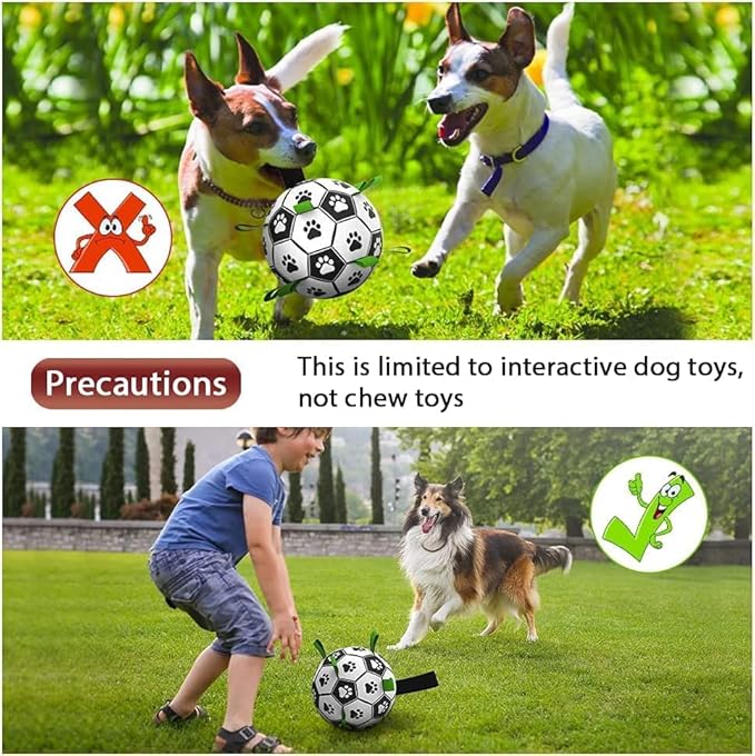 Dog Toys Soccer Ball with Straps, Interactive Toys for Tug of War, Puppy Birthday Gifts, Dog Tug Water Toy, Durable Dog Balls for Medium & Large Dogs（5 Inch