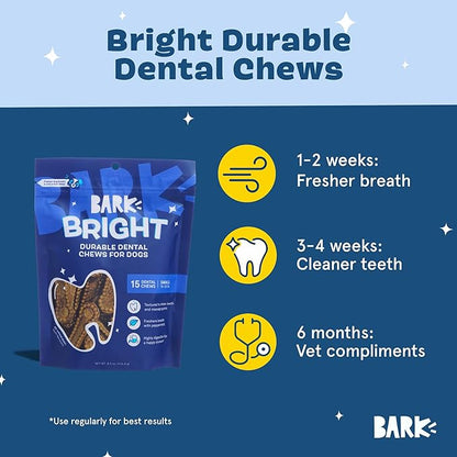 Barkbox Bright Durable Dental Chew Sticks for Dogs - Made for Tough Chewers, Small Breeds (15 Chews)