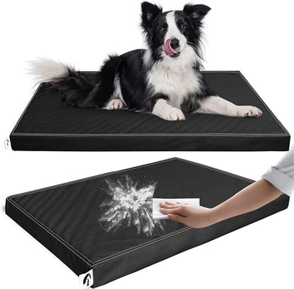 Waterproof Dog Bed Hair-Resistant, Removable Vegan Leather Cover, for Pets Up to 50 lbs