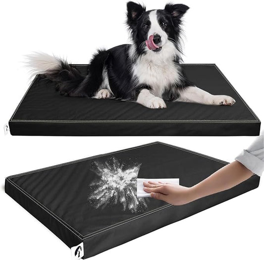 Waterproof Dog Bed Hair-Resistant, Removable Vegan Leather Cover, for Pets Up to 50 lbs
