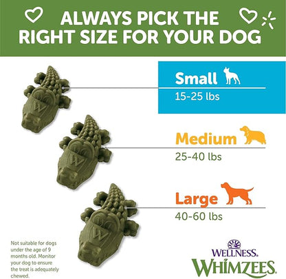 WHIMZEES Wellness Alligator Dog Dental Treats, Natural Chews, Small Size, (24 Count)